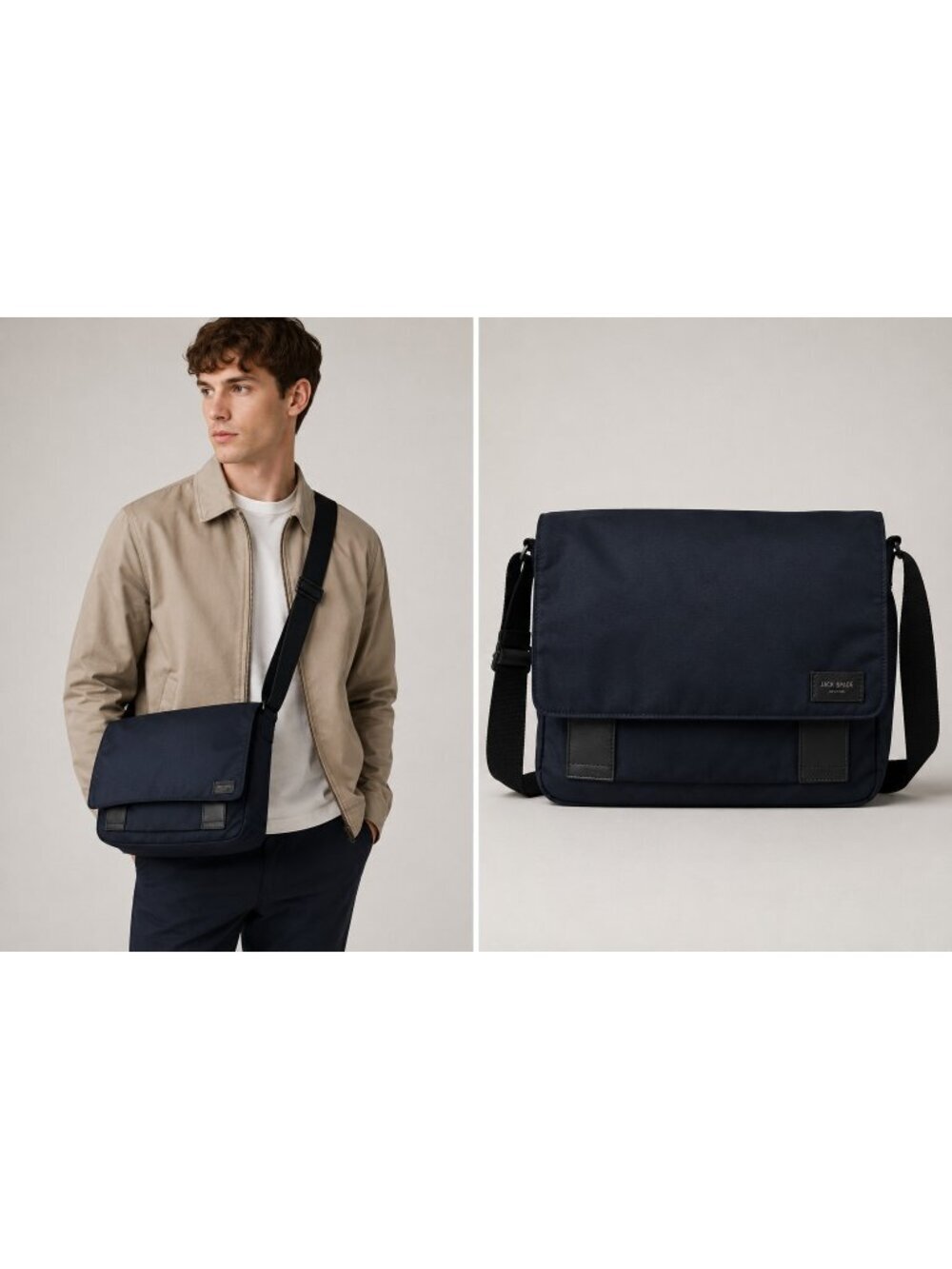 Jack Spade New York Navy Nylon Messenger Bag Crossbody Laptop Travel Work